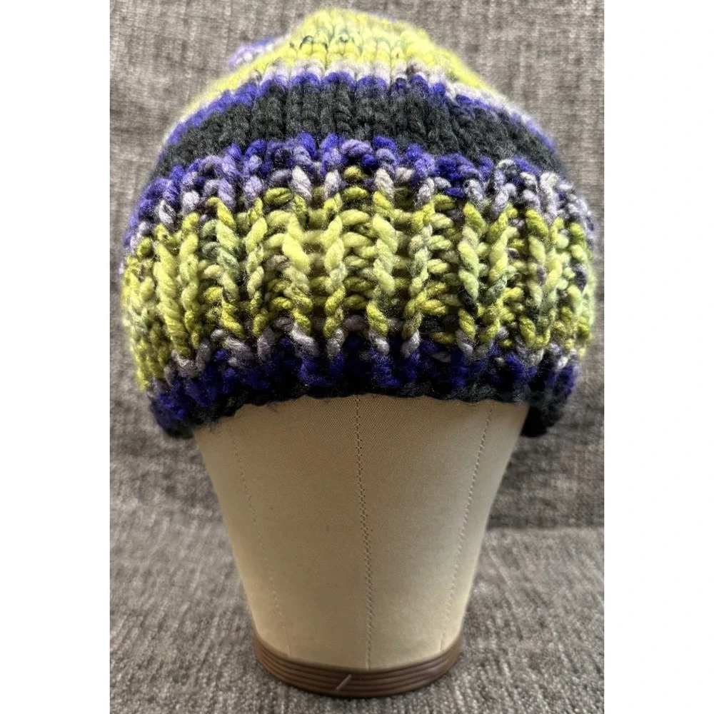 Handmade Chunky Knit Beanie Hat L XL Slouchy Acrylic Winter Cap Unisex